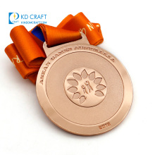 Medallón personalizado de alta calidad con logotipo en relieve personalizado medalla de porristas deportiva plateada en cobre de metal 3D